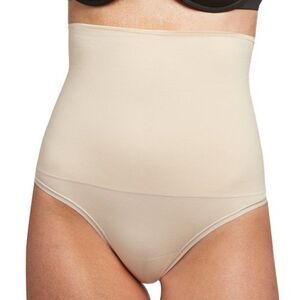 Yummie by Heather Thomson Nude Nylon Seamless High Waist Thong NWT